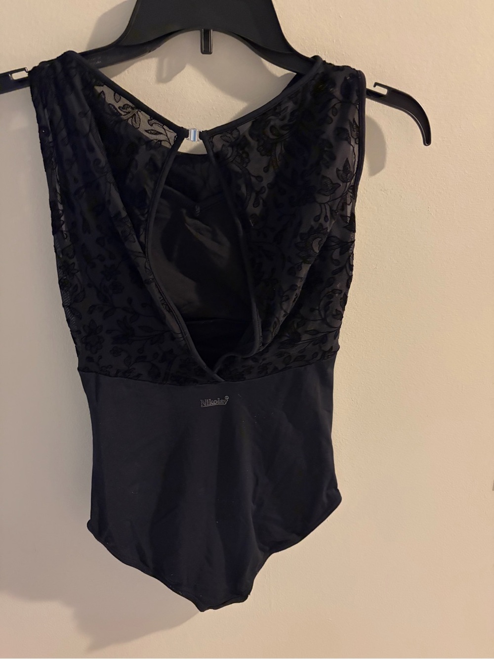 Women's Black Floral Lace Bodysuit Leotard